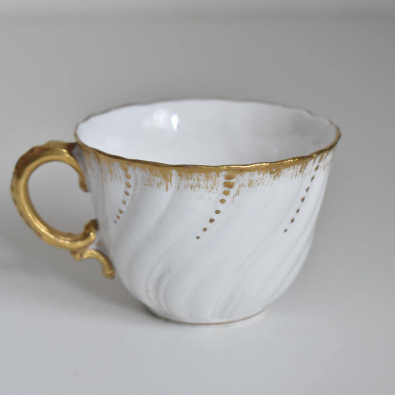 Vintage cup Digoin & Sarreguemines Perle white & gold D