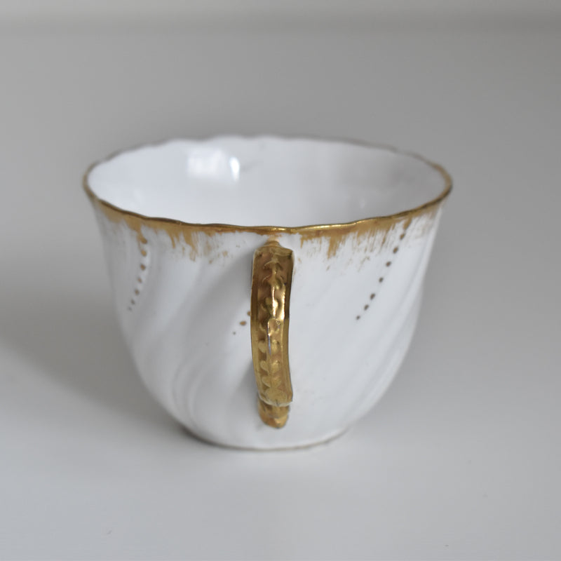 Vintage cup Digoin & Sarreguemines Perle white & gold D
