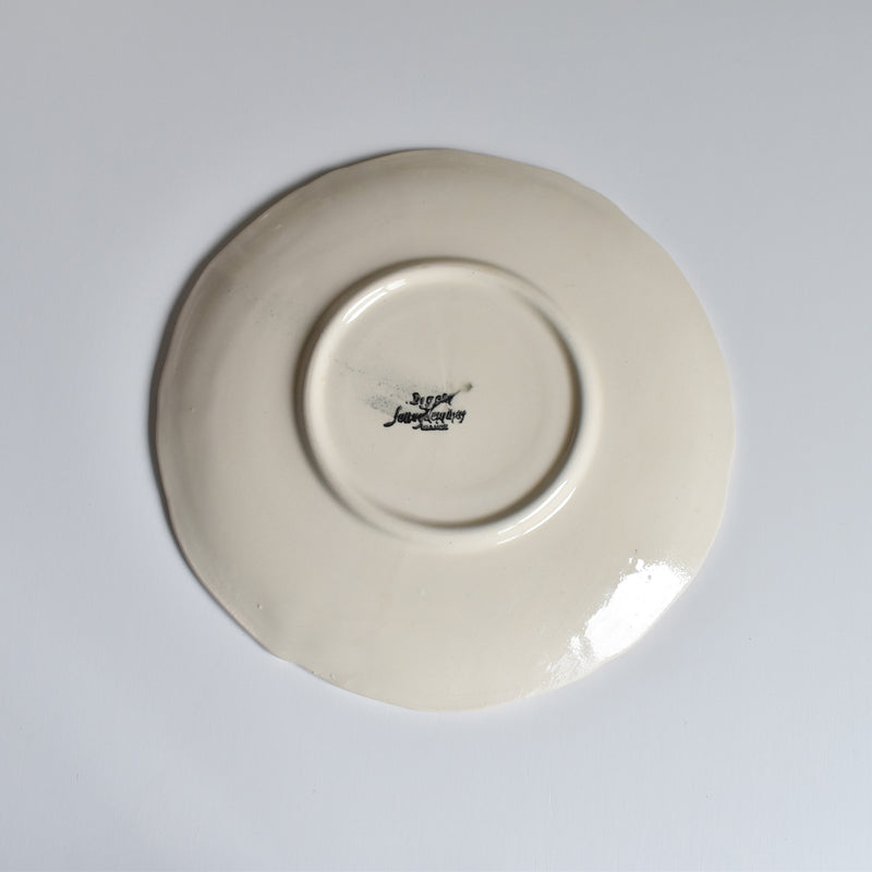 Vintage Chocolate Cup and Saucer, Digoin & Sarreguemines, Ivoire, Scalloped Rim A