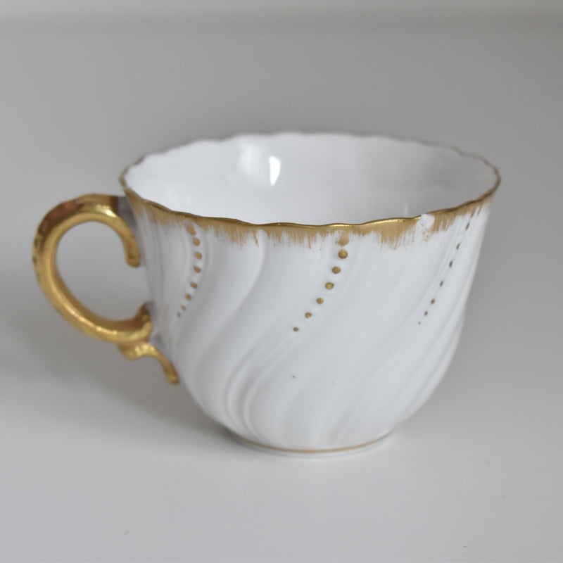 Vintage Cup Digoin & Sarreguemines Perle white&gold E