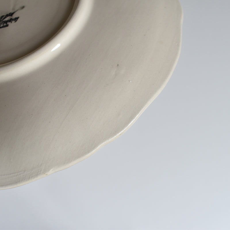 Vintage Chocolate Cup and Saucer, Digoin & Sarreguemines, Ivoire, Scalloped Rim A