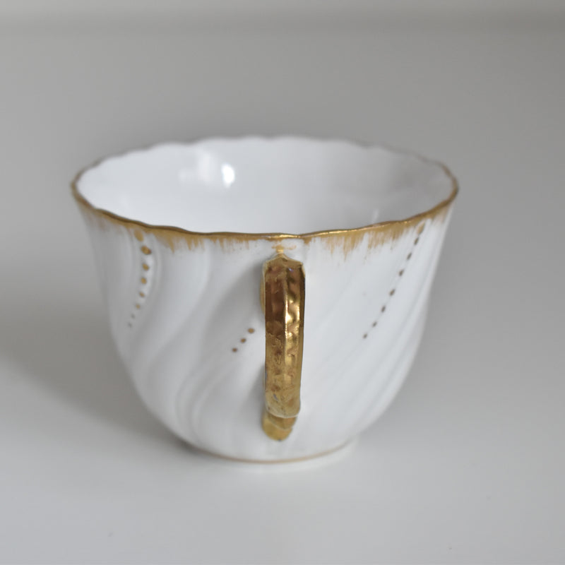 Vintage Cup Digoin & Sarreguemines Perle white&gold E