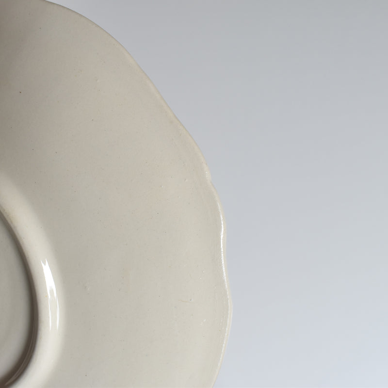 Vintage Chocolate Cup and Saucer, Digoin & Sarreguemines, Ivoire, Scalloped Rim A