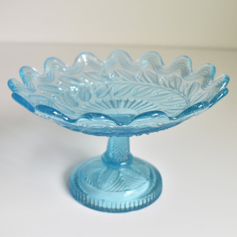 ヴィンテージ ガラスコンポティエ　Gui　ブルー