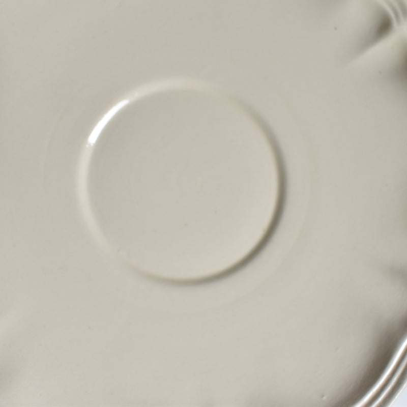 Vintage Chocolate Cup and Saucer, Digoin & Sarreguemines, Ivoire, Scalloped Rim A
