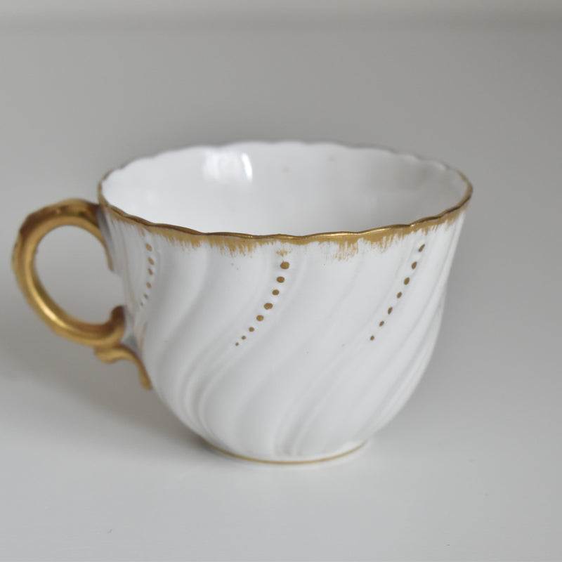Vintage Cup Digoin & Sarreguemines Perle white & gold F
