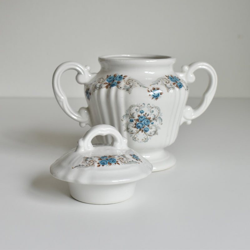 Vintage Sugar Pot Orsy Mulandero Roses bleues