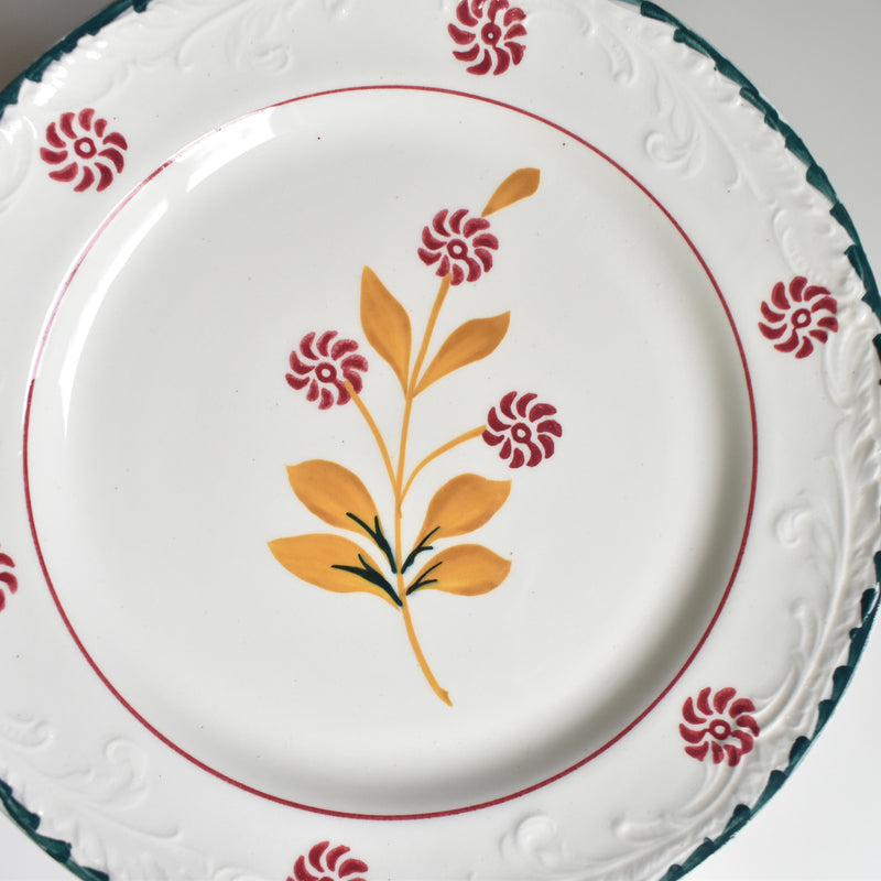 Vintage Dessert Plate, Saint Amand and Ceranord, Flower and Relief, B