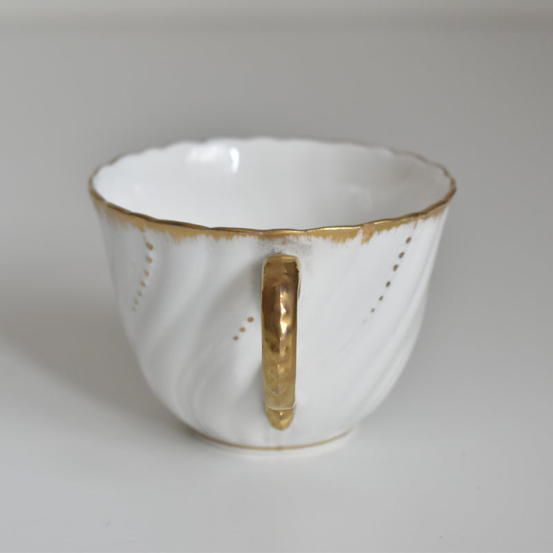 Vintage Cup Digoin & Sarreguemines Perle white & gold F