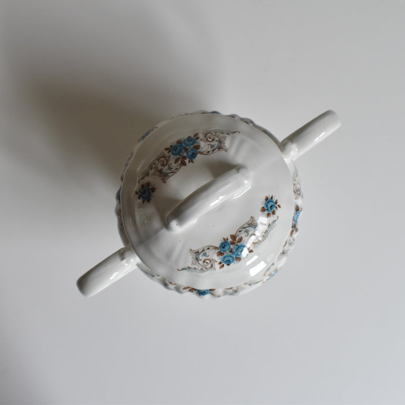 Vintage Sugar Pot Orsy Mulandero Roses bleues
