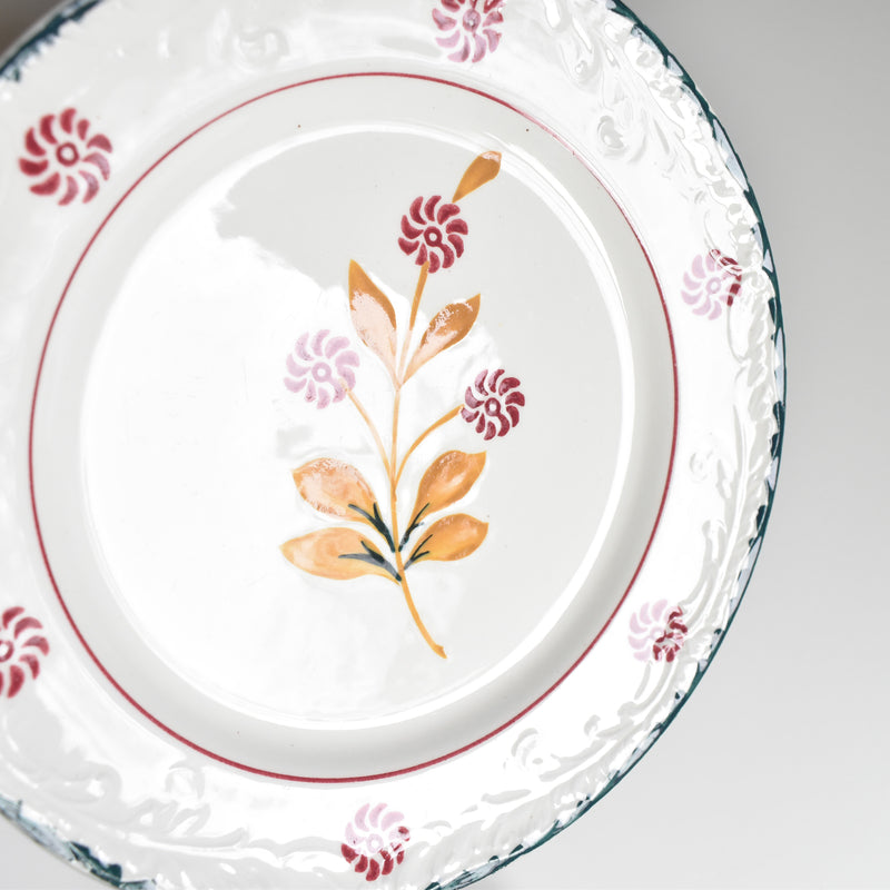 Vintage Dessert Plate, Saint Amand and Ceranord, Flower and Relief, B