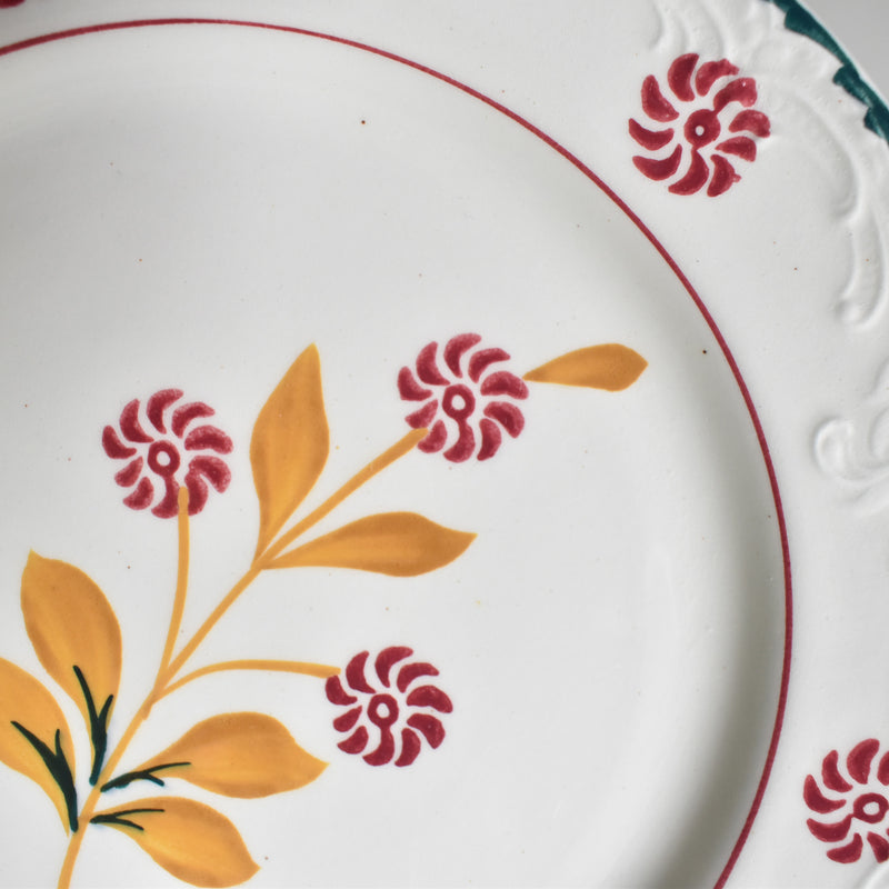 Vintage Dessert Plate, Saint Amand and Ceranord, Flower and Relief, B