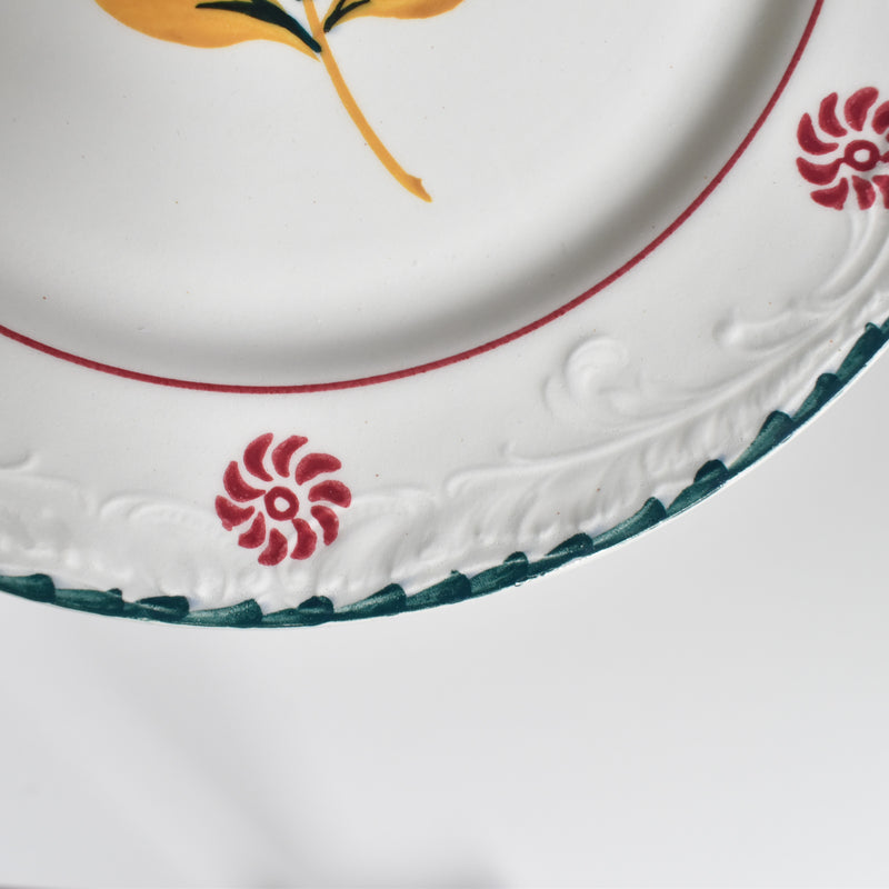Vintage Dessert Plate, Saint Amand and Ceranord, Flower and Relief, B