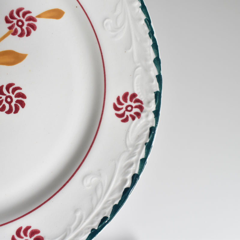 Vintage Dessert Plate, Saint Amand and Ceranord, Flower and Relief, B