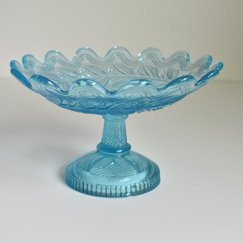 ヴィンテージ ガラスコンポティエ　Gui　ブルー