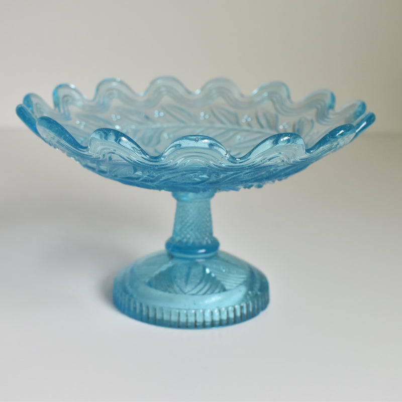 ヴィンテージ ガラスコンポティエ　Gui　ブルー