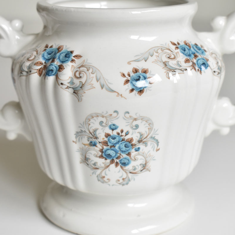 Vintage Sugar Pot Orsy Mulandero Roses bleues