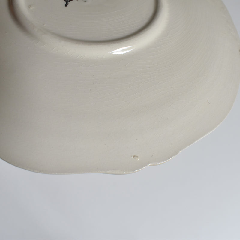 Vintage Digoin & Sarreguemines "Ivoire" Scalloped Chocolate Cup & Saucer (B)