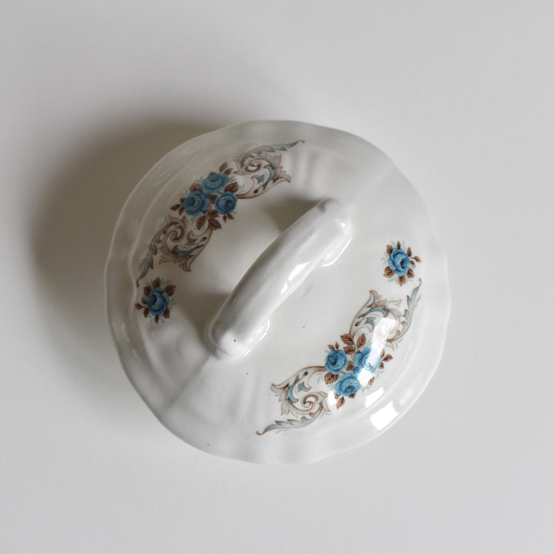 Vintage Sugar Pot Orsy Mulandero Roses bleues