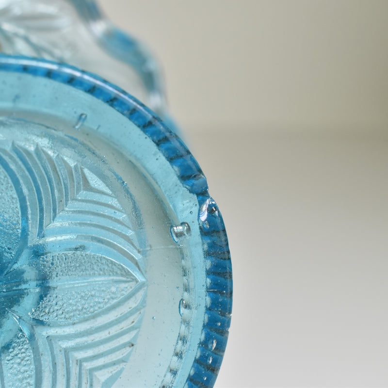 ヴィンテージ ガラスコンポティエ　Gui　ブルー