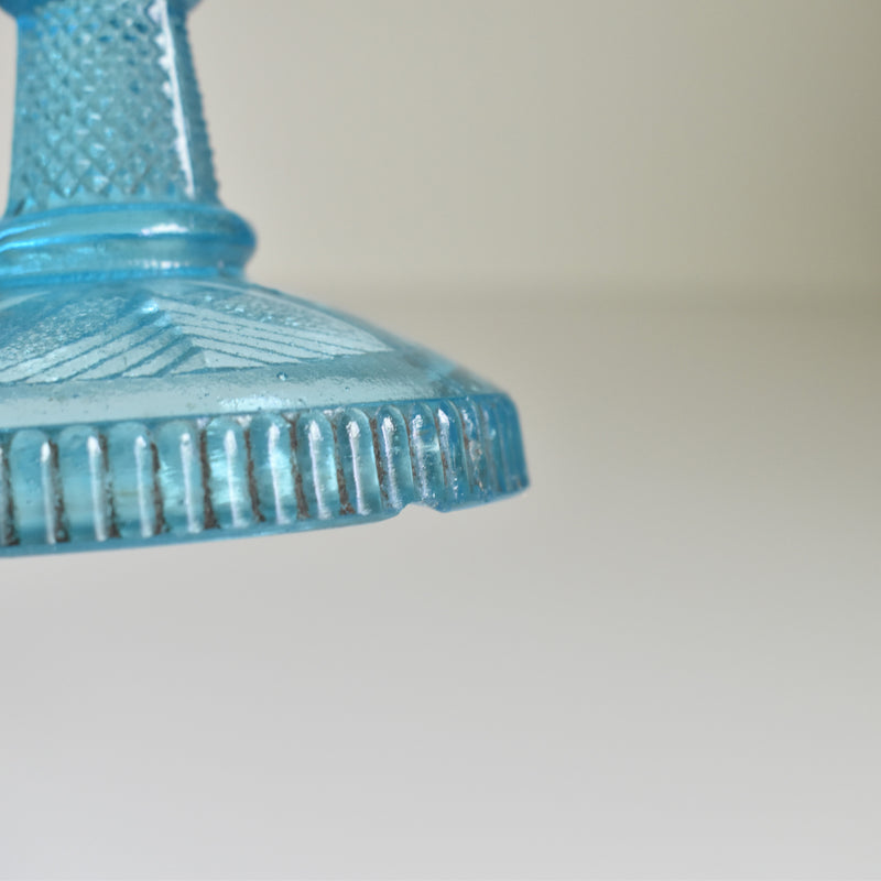 ヴィンテージ ガラスコンポティエ　Gui　ブルー