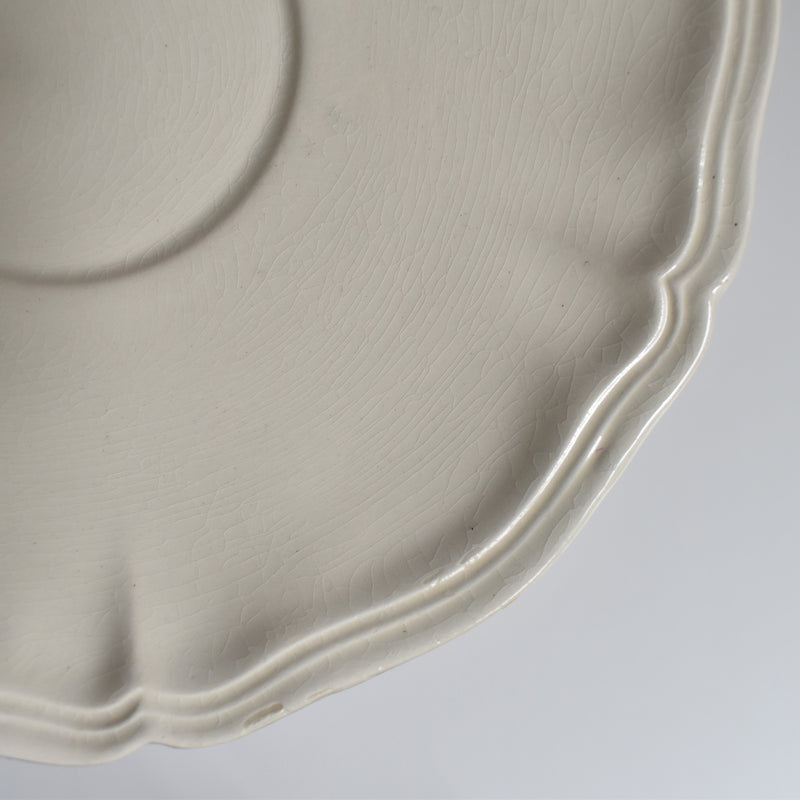 Vintage Digoin & Sarreguemines "Ivoire" Scalloped Chocolate Cup & Saucer (B)