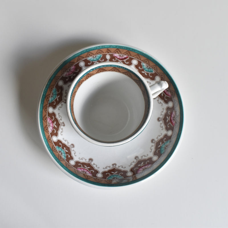 Antique coffee cup & saucer, Sarreguemines B