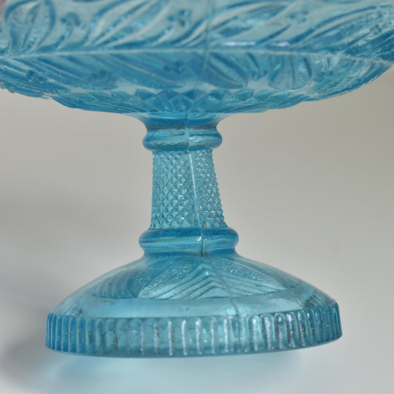 ヴィンテージ ガラスコンポティエ　Gui　ブルー