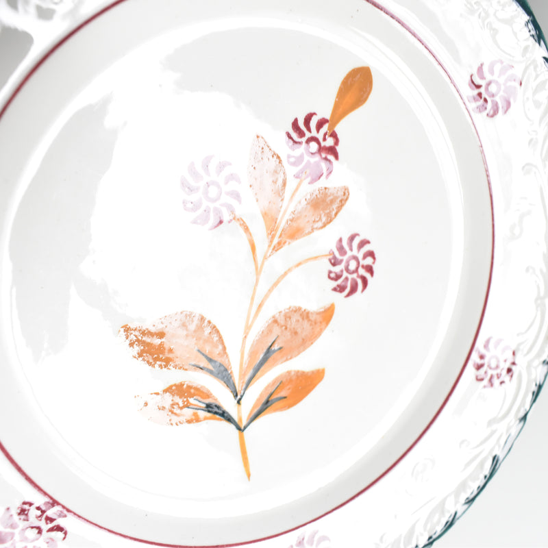 Vintage dessert plate, St. Amand Ceranord, flower and relief, C