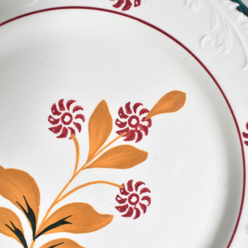 Vintage dessert plate, St. Amand Ceranord, flower and relief, C
