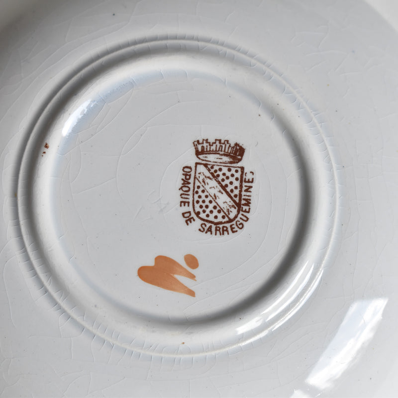 Antique coffee cup & saucer, Sarreguemines B