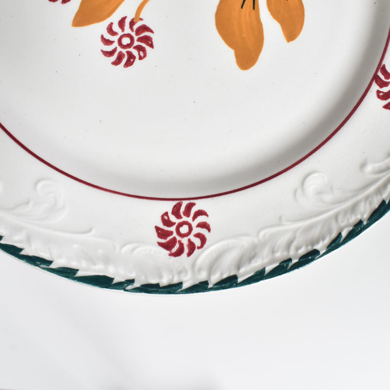 Vintage dessert plate, St. Amand Ceranord, flower and relief, C