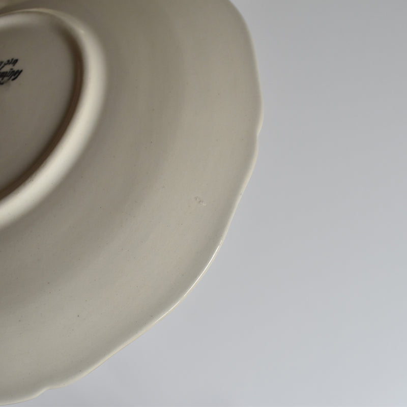 Vintage chocolate cup and saucer, Digoin & Sarreguemines Ivoire, fluted rim, C