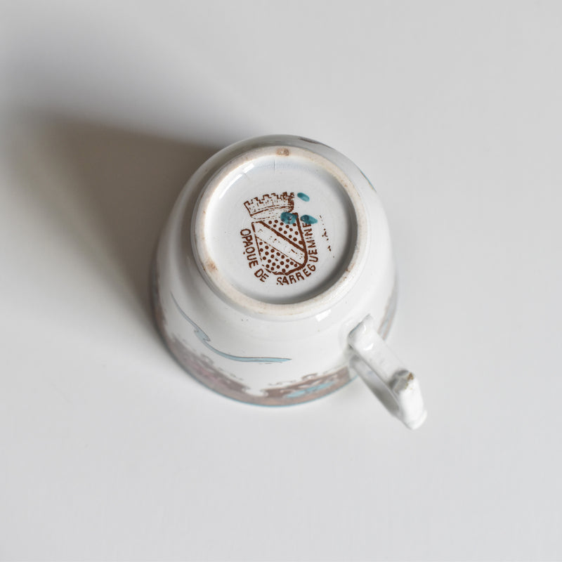 Antique coffee cup & saucer, Sarreguemines B
