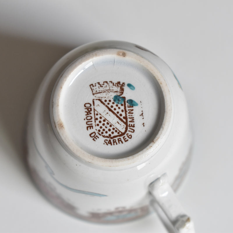 Antique coffee cup & saucer, Sarreguemines B