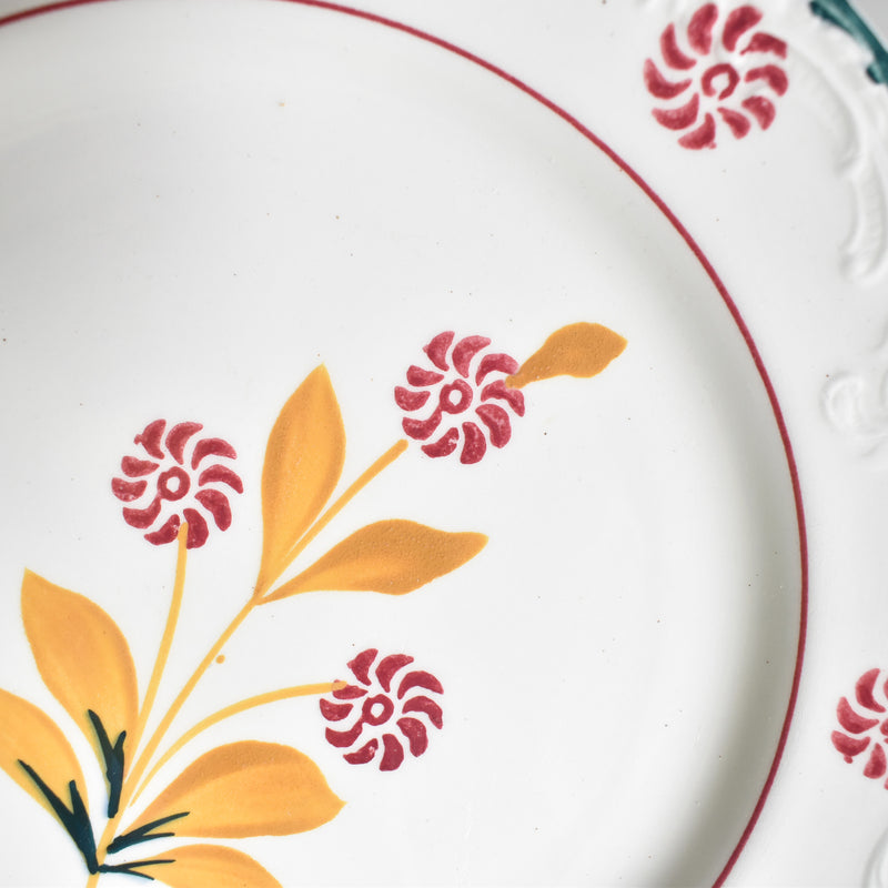 Vintage Dessert Plate, Saint-Amand Ceranord, Flower & Relief D
