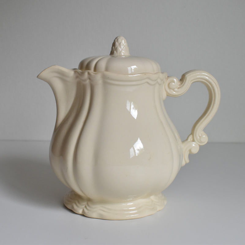Vintage Teapot Digoin & Sarreguemines Ivoire Floral Rim