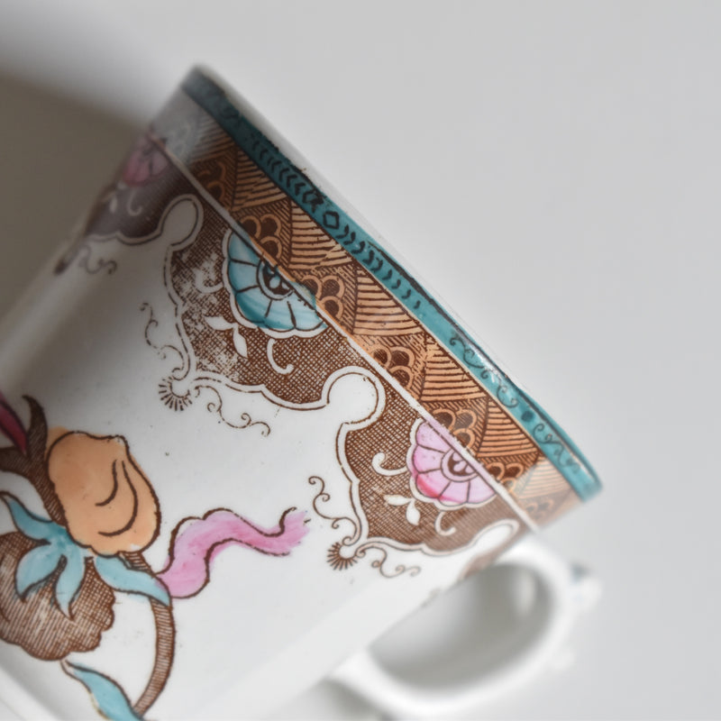 Antique coffee cup & saucer, Sarreguemines B
