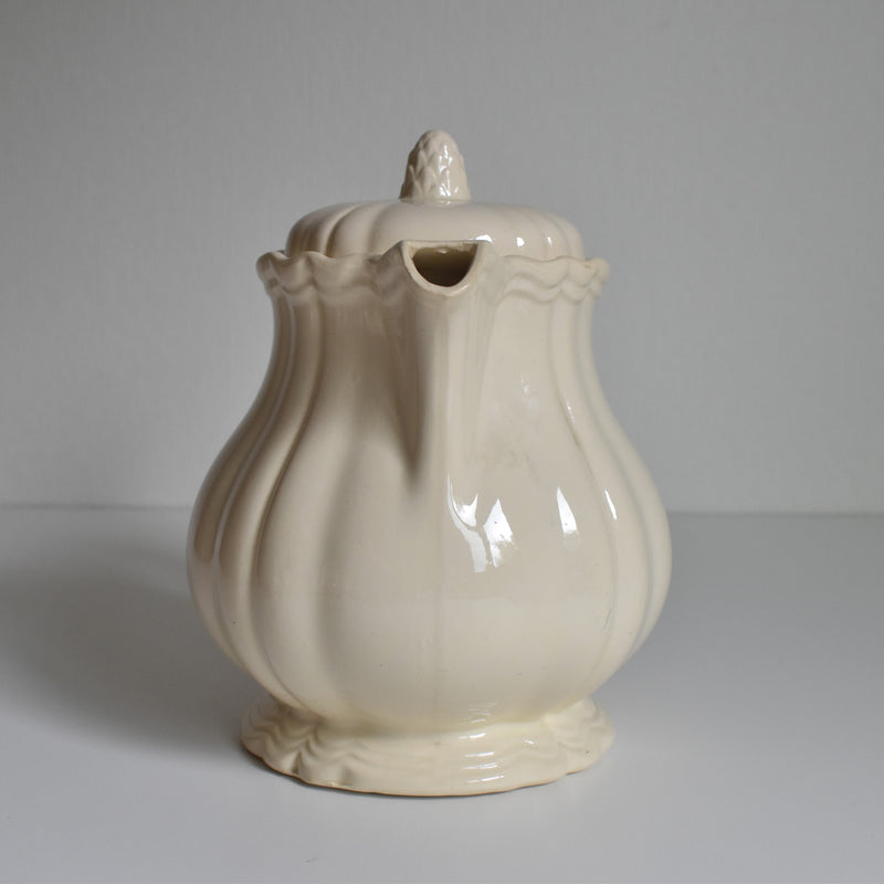 Vintage Teapot Digoin & Sarreguemines Ivoire Floral Rim