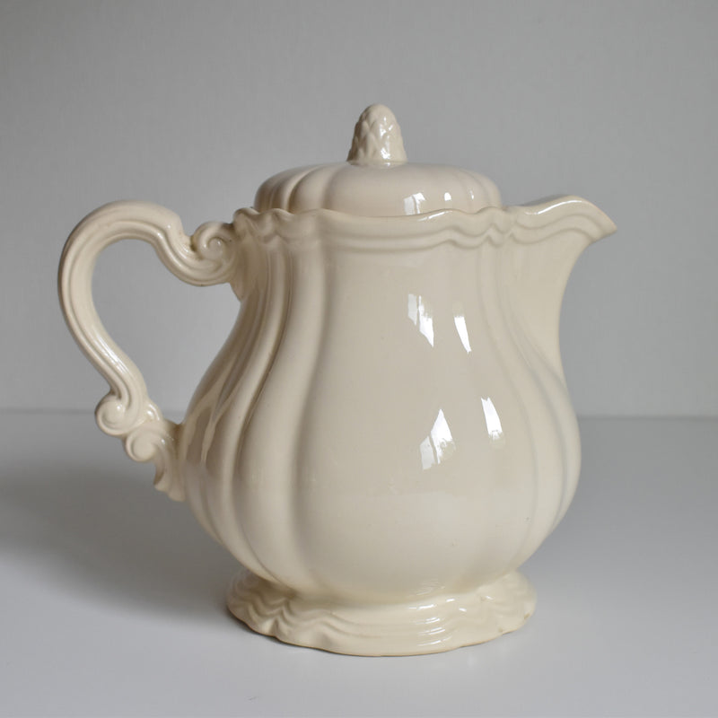 Vintage Teapot Digoin & Sarreguemines Ivoire Floral Rim