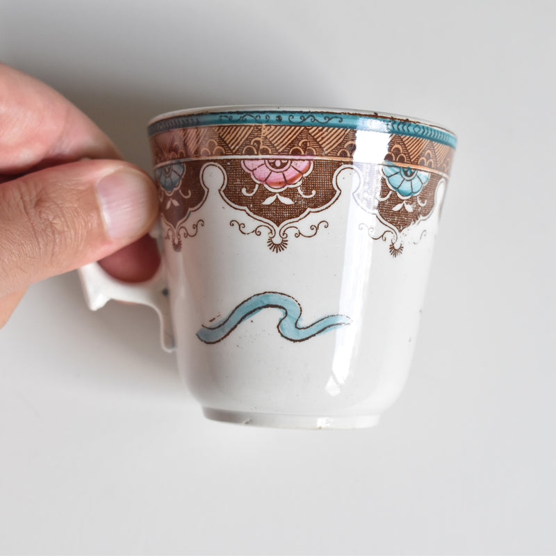 Antique coffee cup & saucer, Sarreguemines B