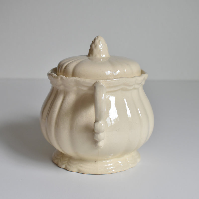 Vintage Sugar Pot Digoin & Sarreguemines Ivoire Floral Rim