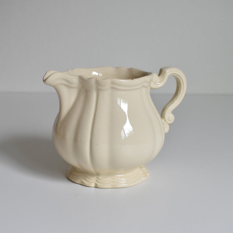 Vintage Creamer Digoin & Sarreguemines Ivoire Floral Rim