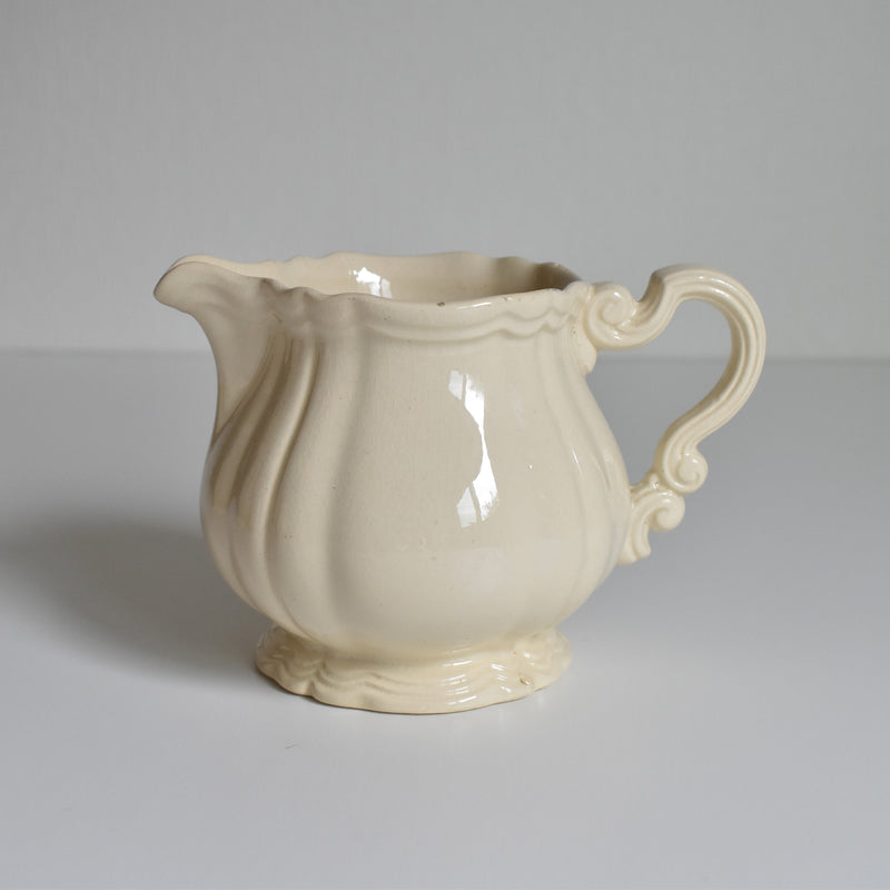 Vintage Creamer Digoin & Sarreguemines Ivoire Floral Rim