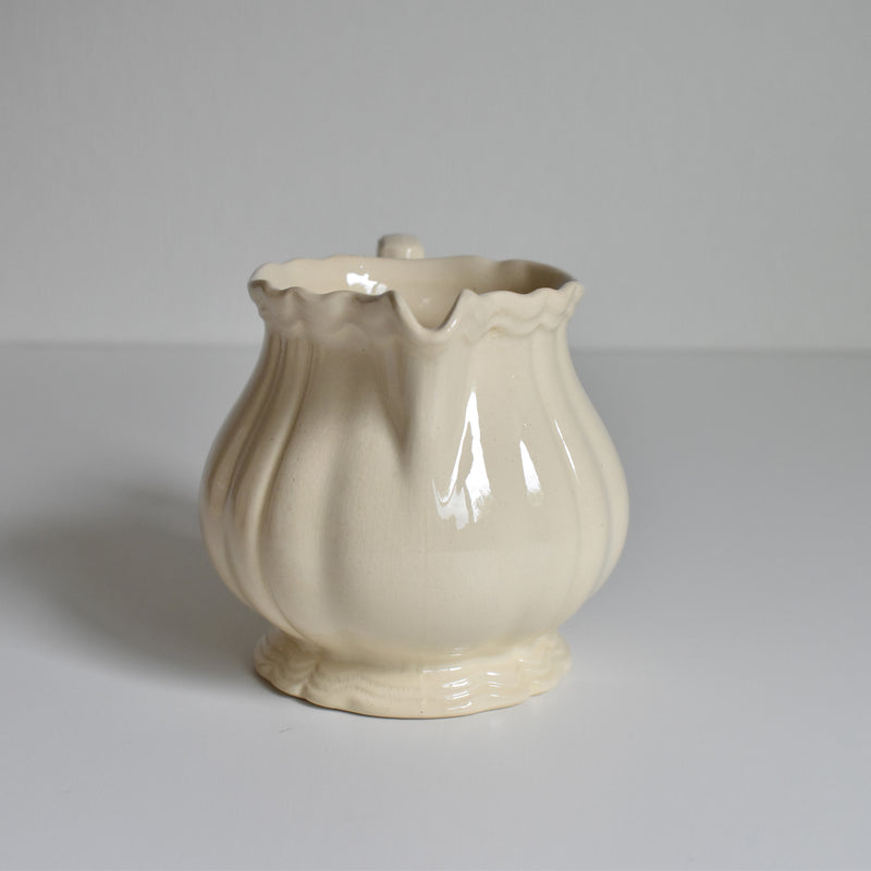 Vintage Creamer Digoin & Sarreguemines Ivoire Floral Rim