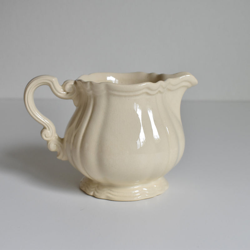 Vintage Creamer Digoin & Sarreguemines Ivoire Floral Rim
