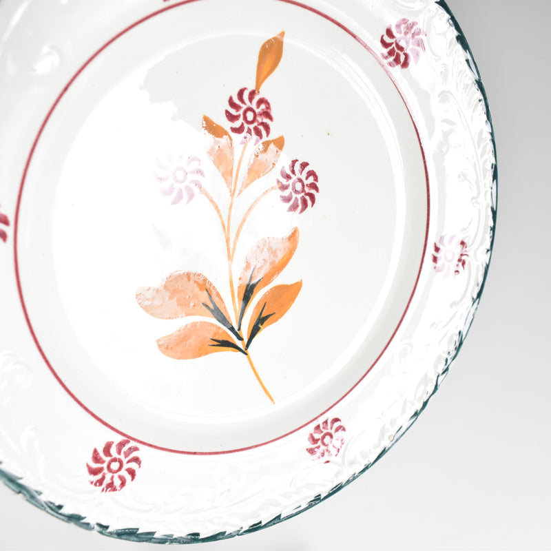 Vintage dessert plate, Saint-Amand Ceranord, flower and relief, E