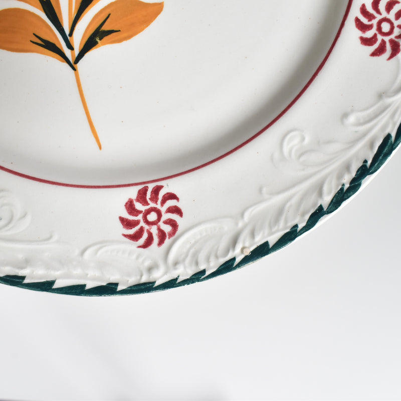 Vintage dessert plate, Saint-Amand Ceranord, flower and relief, E