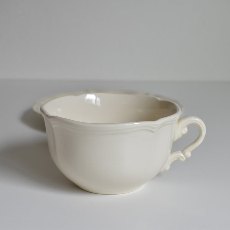 Vintage Chocolate Cup & Saucer Digoin & Sarreguemines Ivoire Petal Rim A