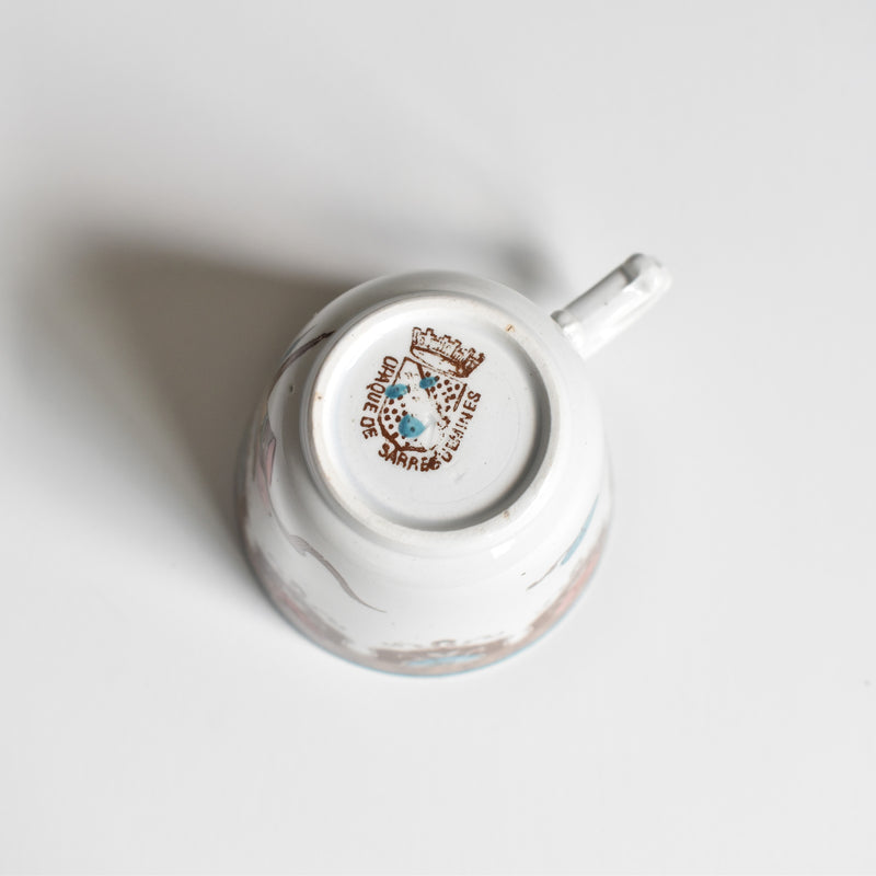 Antique Coffee Cup & Saucer, Sarreguemines, C